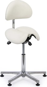 Pracovná stolička s operadlom ARDO, sedák v tvare sedla, s klzákmi, biela