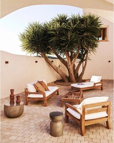 Biela záhradná pohovka z teakového dreva Forcanera - Kave Home