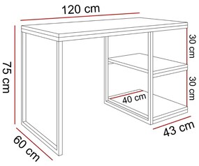 PISACÍ STÔL KARL II ČIERNY / DUB WOTAN 120 cm