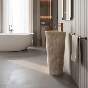 Rea Blanka Savana Matt, voľne stojace umývadlo 40x40x85 cm, imitácia kameňa, REA-U3615