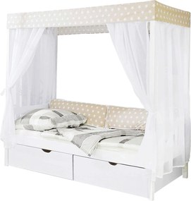 XXXLutz POSTEĽ S NEBESAMI, 90/200 cm biela, béžová Livetastic - Postele - 000406004005