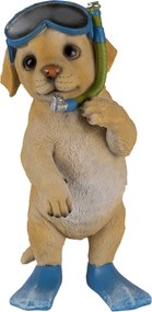 Dekoratívne soška psíka s potápačskými okuliarmi a plutvami - 11 * 11 * 23 cm