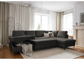 Tmavosivá menčestrová rozkladacia rohová pohovka (pravý roh) Lofty Lilly – Miuform