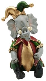 Farebná dekorácie slona v kostýme Kašpara - 14 * 11 * 18 cm