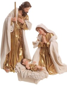 Krémovo zlatá vianočná dekorácia Svätá rodina 30cm