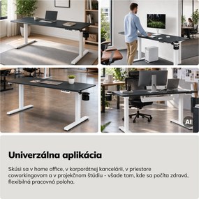 Elektrický stôl s nastaviteľnou výškou ergonomický bielo-antracitový,1600x800 mm: ARIA