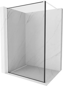 Mexen Kioto, Walk-In sprchová zástena 90 x 200 cm, 8mm sklo číre/čierny vzor, biely profil, 800-090-101-20-70