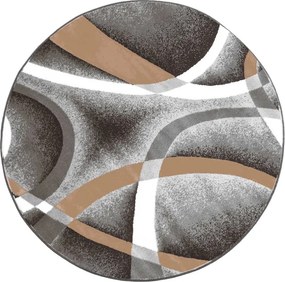Protišmykový koberec NOVO sivý / hnedý kruh