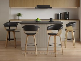 Barová stolička Elynah 75 (čierna + dub). Akcia -13%. Vlastná spoľahlivá doprava až k Vám domov. 1136383