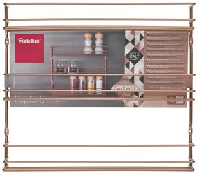 Nástenný regál na koreničky s 3 policami v medenej farbe Metaltex