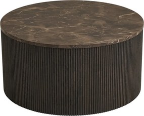 Tmavohnedý okrúhly konferenčný stolík s doskou v dekore mramoru ø 80 cm Rota – House Nordic