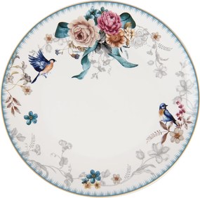 Jedálenský tanier s motívom kvetín a vtáčika Pivoine - Ø 26*2 cm