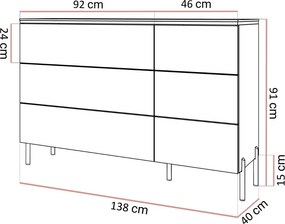 KOMODA 6S NESSIE 2 KAŠMÍR + ZLATÁ 138 cm