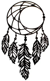Drevená vyrezávaná dekorácia na stenu Lapač snov Feather, 21 x 50 cm