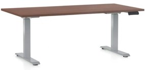 Výškovo nastaviteľný stôl OfficeTech D, 160 x 80 cm, sivá podnož, orech