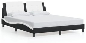 Rám postele s LED svetlami čierno-biely 160x200 cm umelá koža 3214122