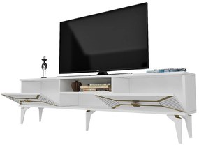 TV stolík/skrinka Velono (biela + zlatá) . Vlastná spoľahlivá doprava až k Vám domov. 1095243