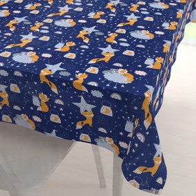 Biante Detský bavlnený obdĺžnikový obrus Sandra SA-281 Líšky na večernej oblohe 50x100 cm