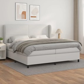 Boxspring posteľ s matracom biela 200x200 cm umelá koža 3128932