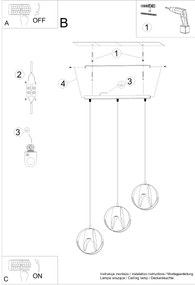 Závesné svietidlo Tulos 3l, 3x čierne kovové tienidlo