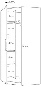 Rohová šatníková skriňa MARO 94x213 cm dub artisan