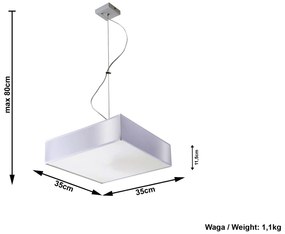 SOLLUX LIGHTING Závesné svietidlo HORUS 35, 2xE27, 60W, 35x35cm, štvorcový, sivý