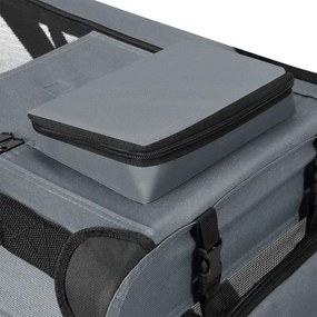 Skladací transportný box pre psov L s miskou a pelíškom, siv