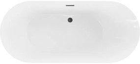 Mexen Roxy, voľne stojaca vaňa 180 x 85 cm, biela, čierny matný prepad, 51201808500-70