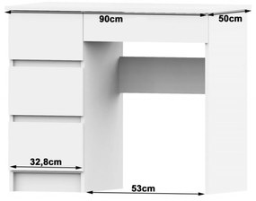 Počítačový stôl A7 biely ľavý