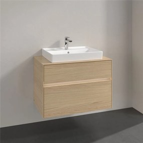 VILLEROY &amp; BOCH Collaro závesná skrinka pod umývadlo na dosku (umývadlo v strede), 2 zásuvky, s LED osvetlením, 800 x 500 x 548 mm, Nordic Oak, C080B0VJ