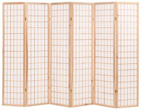 Skladací paraván so 6 panelmi,japonský štýl 240x170cm, prírodný 245904