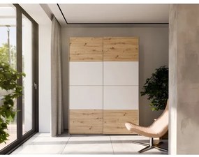 Šatníková skriňa KARO 150x210 cm biela/dub artisan