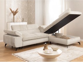 Krémová menčestrová rohová pohovka (pravý roh/do L) Marbeya – Ropez