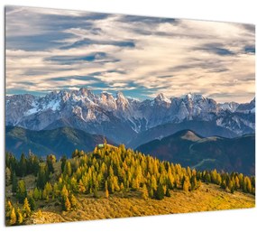 Sklenený obraz - horská panorama (70x50 cm)