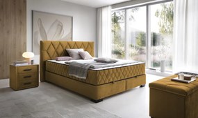 Posteľ Reve 160x200 cm, horčicovo žltá látka