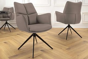 Otočná kožená jedálenská stolička Gaston hnedá