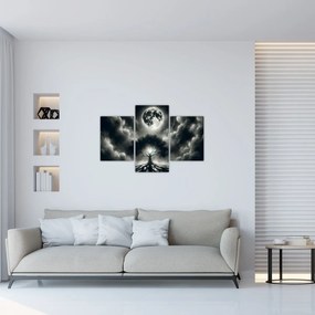 Obraz – Čiernobiely strom v splne (90x60 cm)