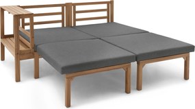 Záhradná pohovka so samostatne výsuvnými opierkami nôh