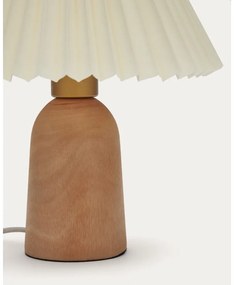 Béžová/v prírodnej farbe stolová lampa z kaučukového dreva s textilným tienidlom (výška 33 cm) Benicarlo – Kave Home