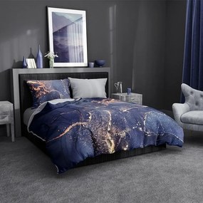 Saténové posteľné obliečky MINERÁLY tmavo modré