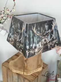 Štvorcové tienidlo na lampu s jeleňom v zimnej krajine - 37 * 37 * 25cm