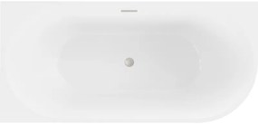 Mexen Mia, voľne stojaca rohová vaňa, lavá, 160 x 75 cm, biela-čierna, brúsená oceľ prepad, 52691607575L-97