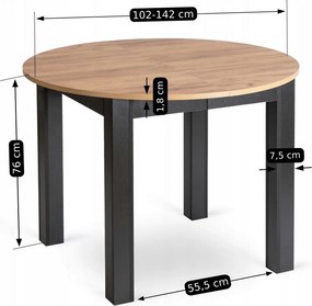 PROXIMA.store - Okrúhly rozkladací stôl HARRY FARBA: dub craft