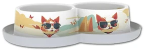Moderna Dvojmiska pre mačky Trendy Indy&Louise biela 2x 0,35 l, 27 x 16,5 x 6 cm