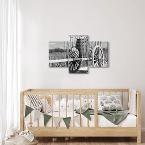 Obraz - Prívesný vozík, čiernobiela (90x60 cm)