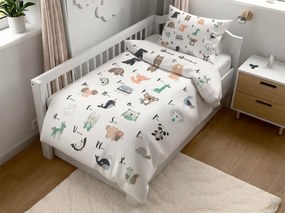 Bavlnené obliečky do postieľky ANIMAL ALPHABET biele Rozmer obliečky: 45 x 65 cm | 90 x 135 cm