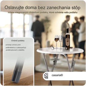 InternetovaZahrada Skladací barový stôl  Ø60 cm - biely/ mramorový vzhľad