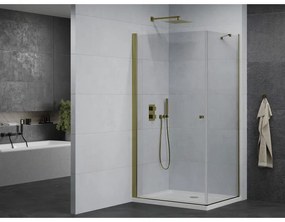Mexen Pretoria sprchovací kút 70 x 80 cm, priehľadný, zlatý + plochá sprchová vanička-852-070-080-50-00-4010