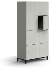 Priehradková skrinka QBUS, 8 priehradiek, na nožičkách, 1636x800x420 mm, čierna, svetlošedá
