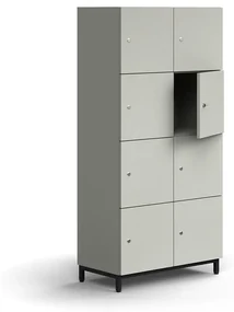 Priehradková skrinka QBUS, 8 priehradiek, na nožičkách, 1636x800x420 mm, čierna, svetlošedá